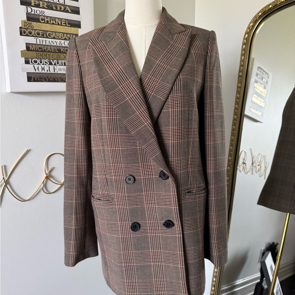 Plaid Double-Breasted Blazer